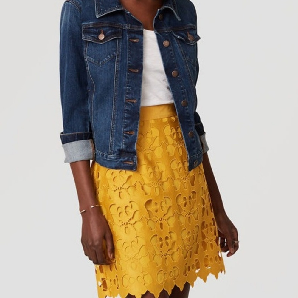 Loft Yellow Lace Skirt
